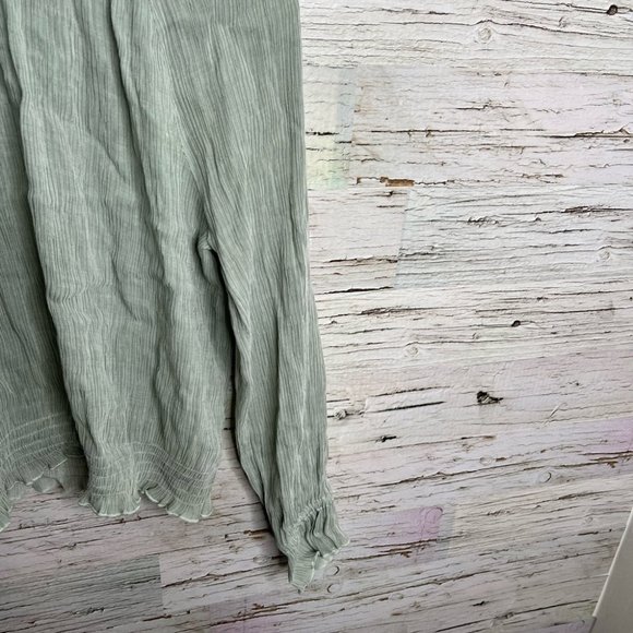 Highline collective green long sleeve ruffle blouse size xl - Picture 3 of 8